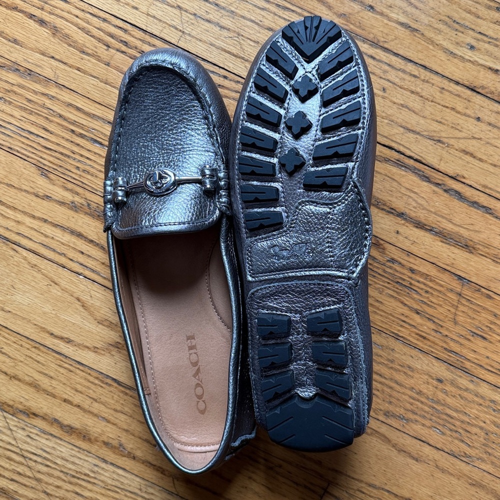 Coach Silver Leather Loafers for women